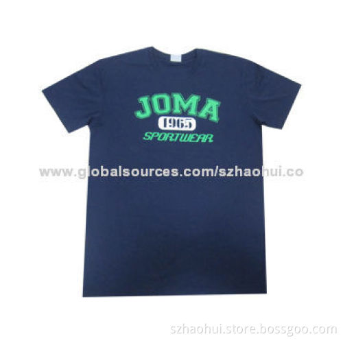 Men's Round-neck Printed T-shirt for Spain Market, Made of 100% Cotton Single Jersey 180g